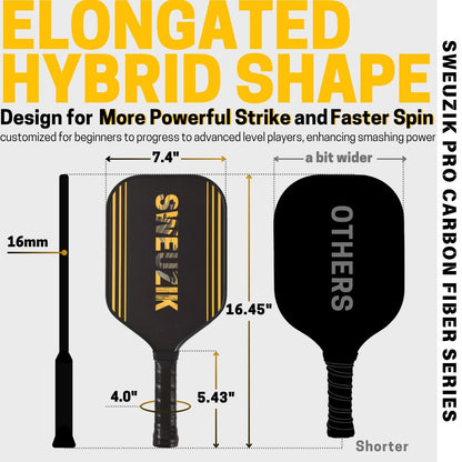 Raw Carbon Fiber Pickleball Paddle - MOUNT MONARCH