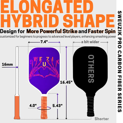 Raw Carbon Fiber Pickleball Paddle - RADIOLOGY